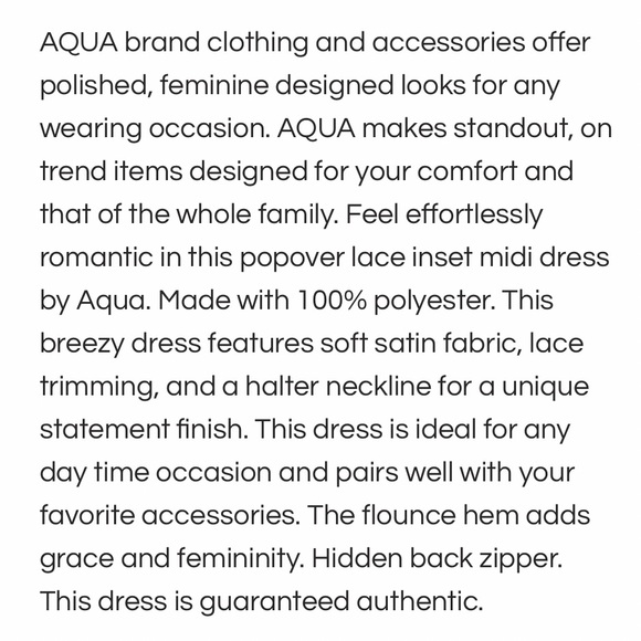 NWT (XS) Aqua popover lace inset halter long midi maxi navy black open shoulder - Picture 3 of 11